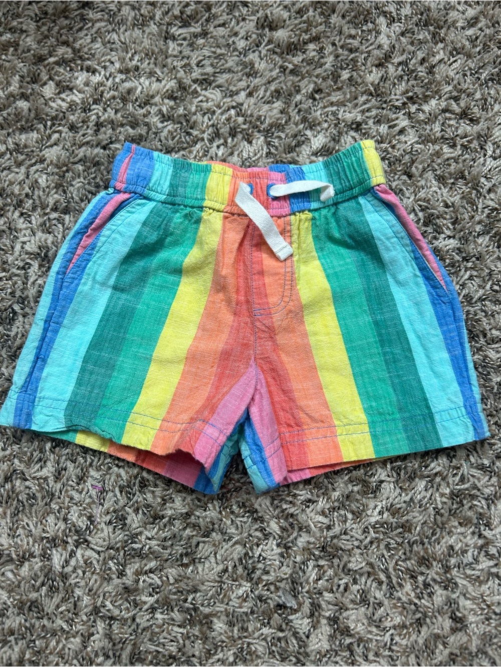 Hanna Andersson Print Woven Shorts Rainbow Striped Sz 2T